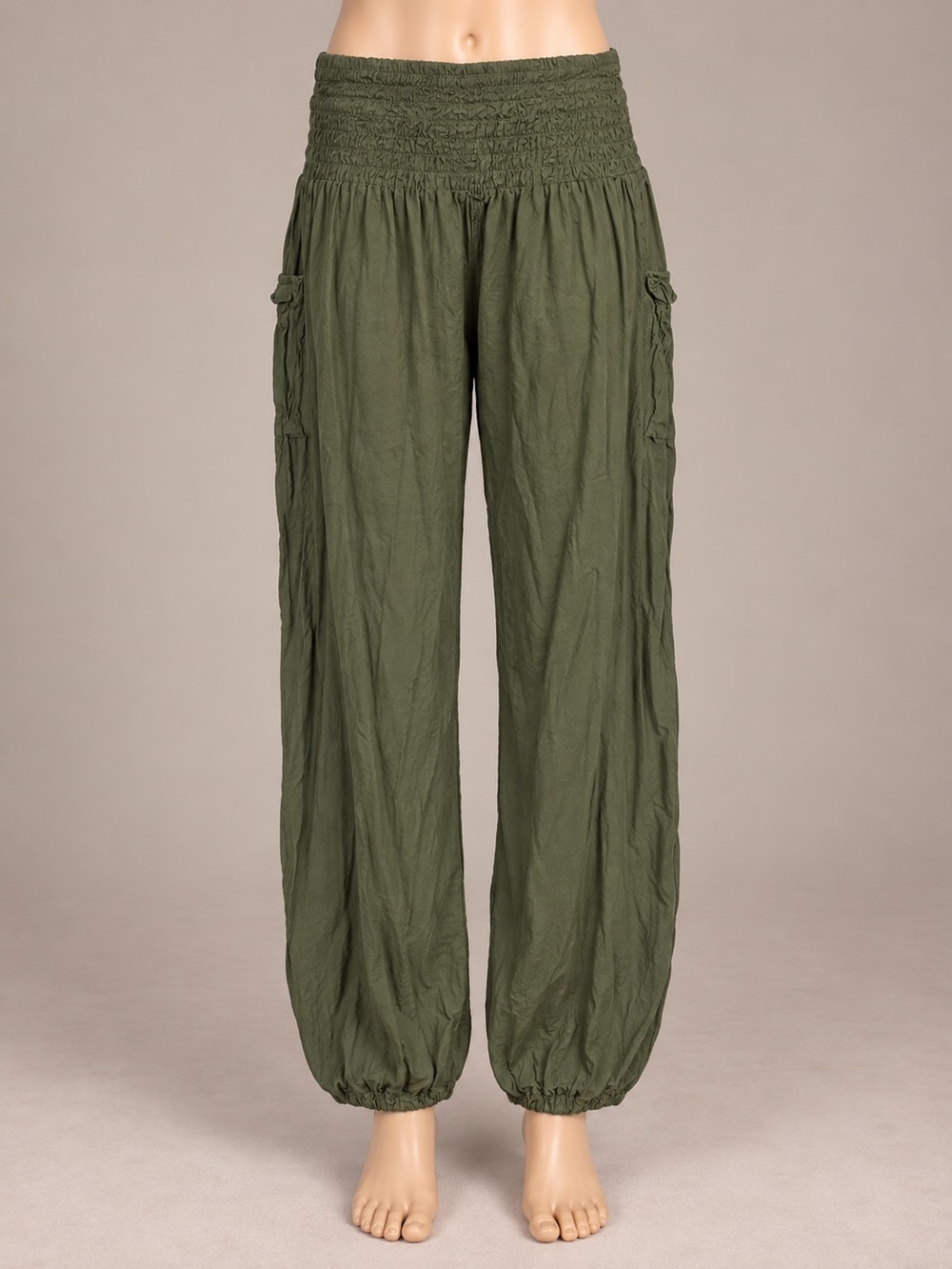 Boho Pants Honeycomb Olive Harem Pants Women’s M 29.5” Inseam